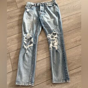 Pistola Blue Straight Leg high rise Jeans with Distressed Details size 29